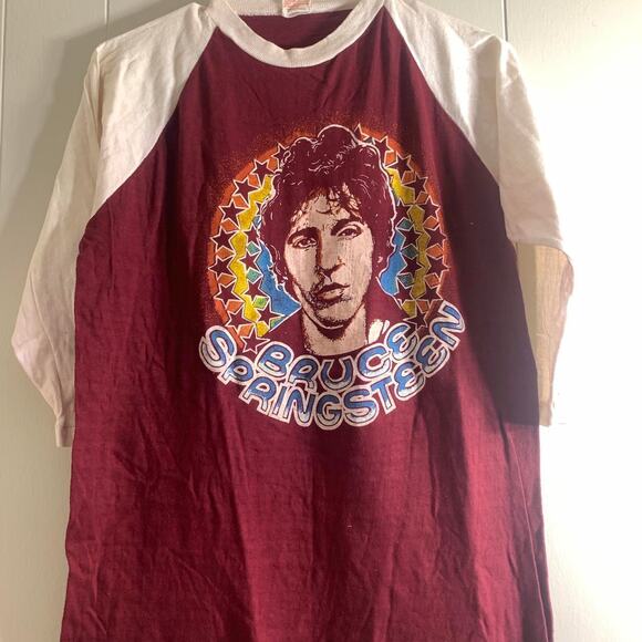 vintage 80s BRUCE SPRINGSTEEN The Boss Is Back double sided 3/4 sleeve tee shirt - Picture 3 of 7